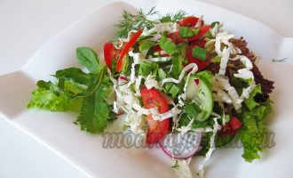 Салат из пекинской капусты с овощами и зеленью